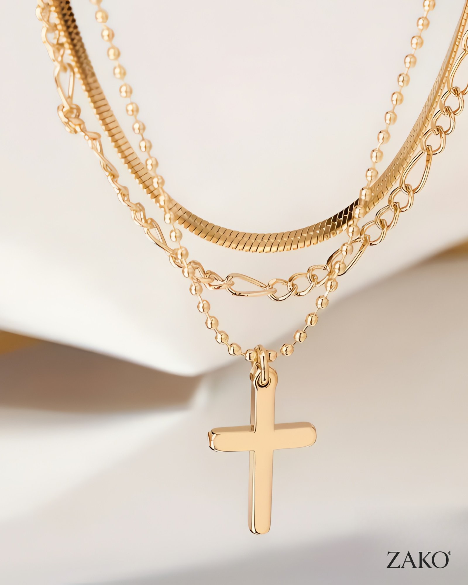 Layered Cross Necklace - Image 4