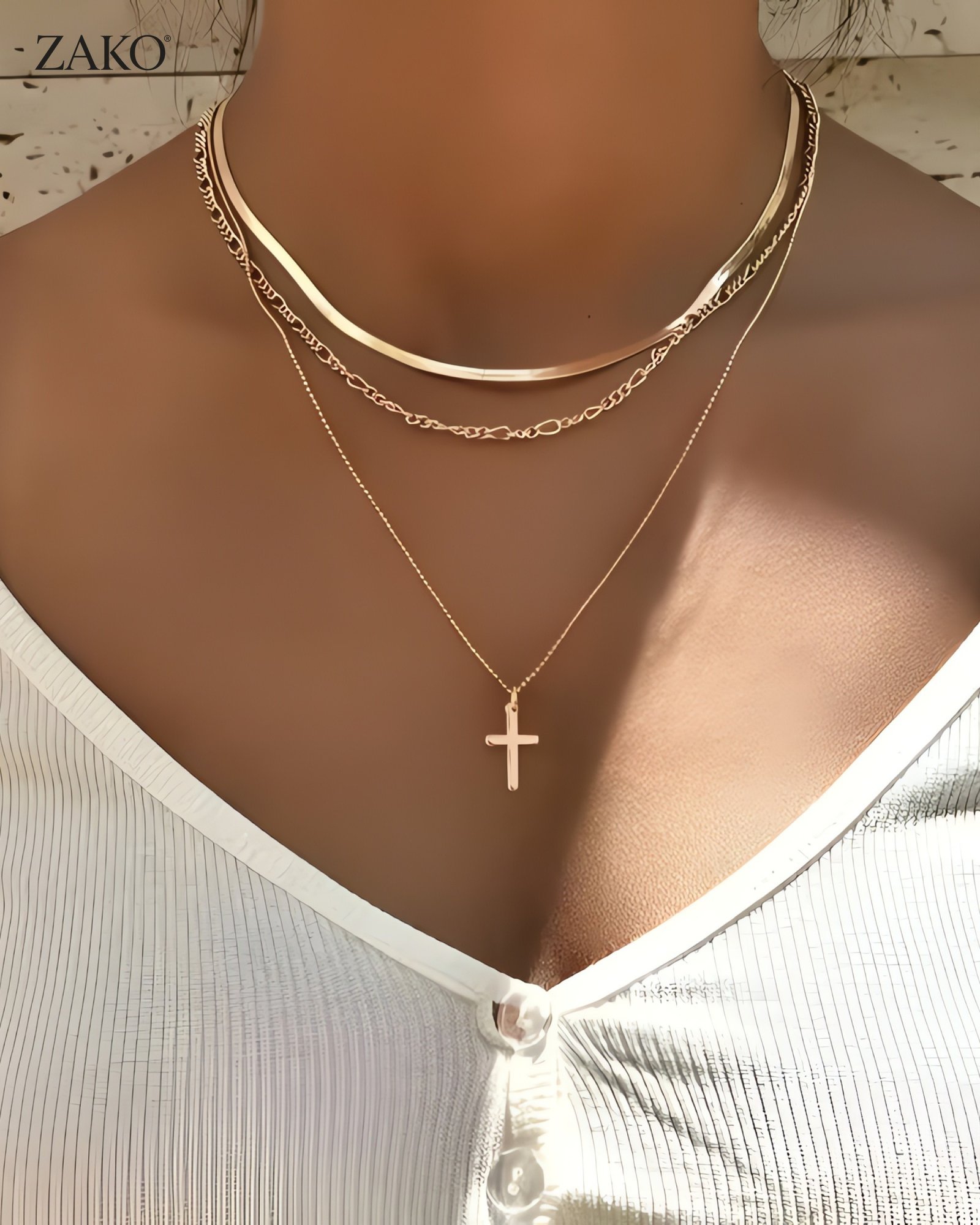 Layered Cross Necklace - Image 5