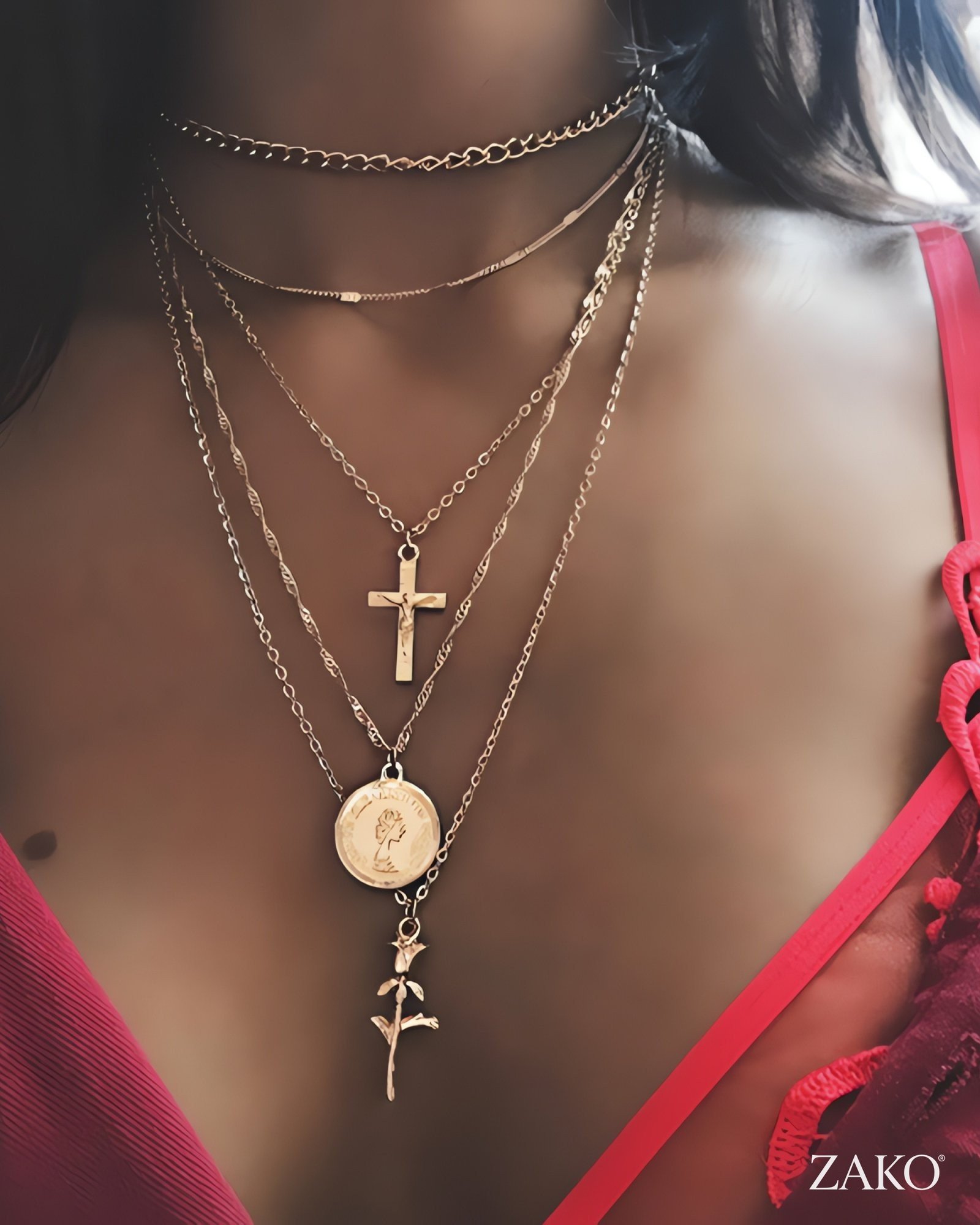 Cross & Rose Necklace - Image 3