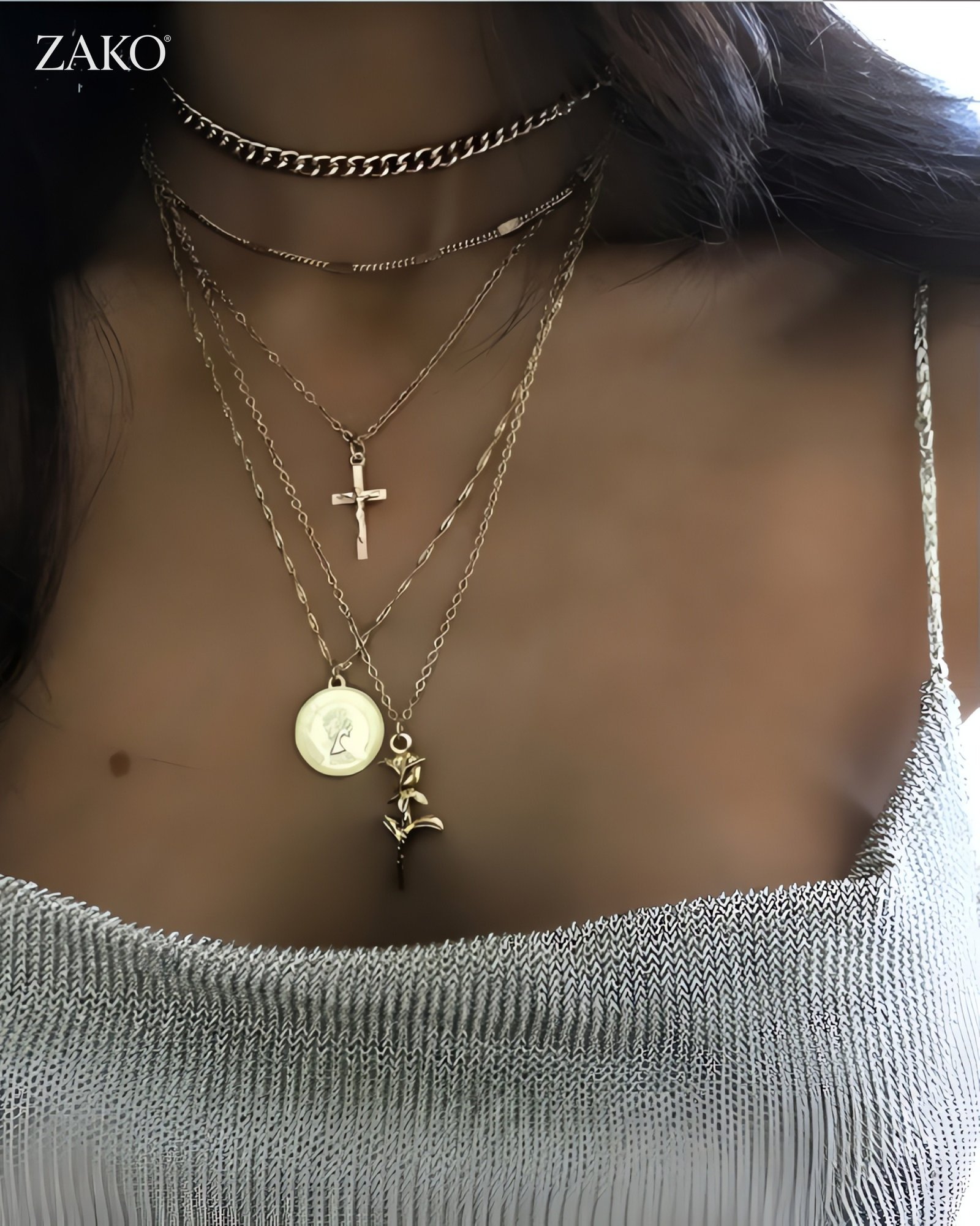 Cross & Rose Necklace - Image 4