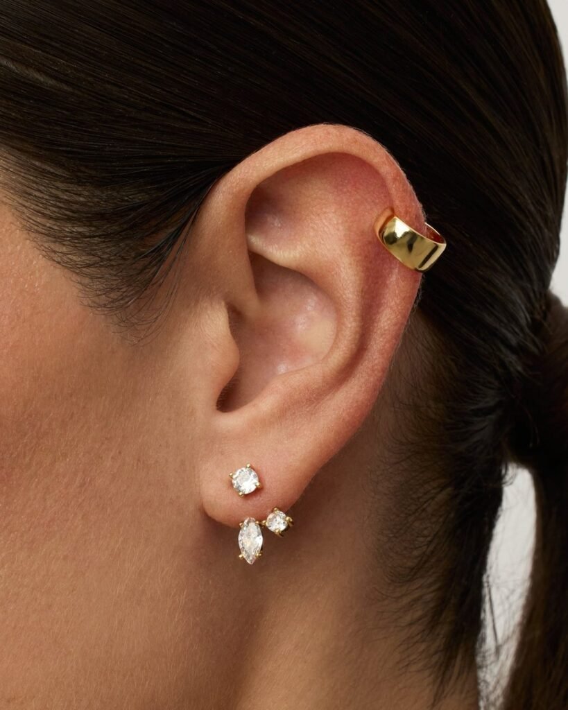 Ear stack with a cuff and studs