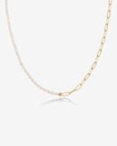 Ines Pearl Paperclip Necklace