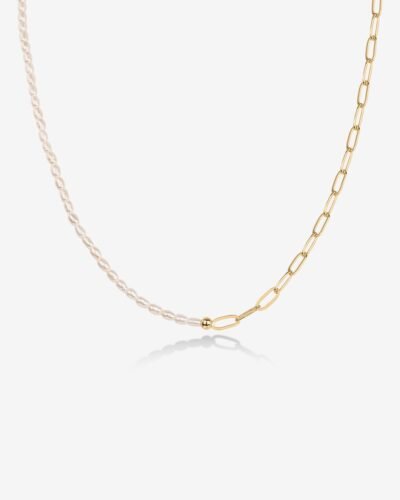 Ines Pearl Paperclip Necklace
