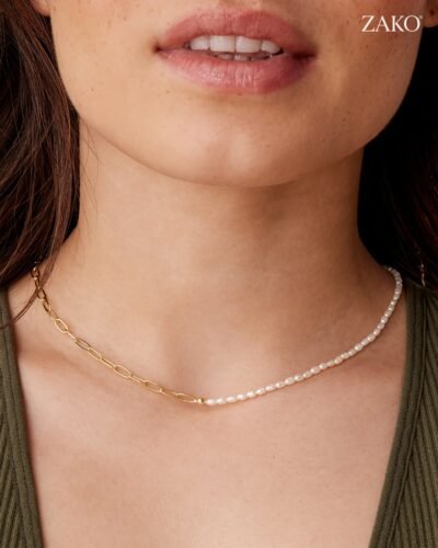 Ines Pearl Paperclip Necklace