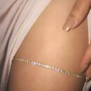 Srebrny Łańcuszek na Udo Nogę Thigh Chain Rhinestone Dżety Damski ZAKO