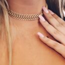 Złoty Naszyjnik Choker Łańcuszek Jodełka Fishbone Damski ZAKO