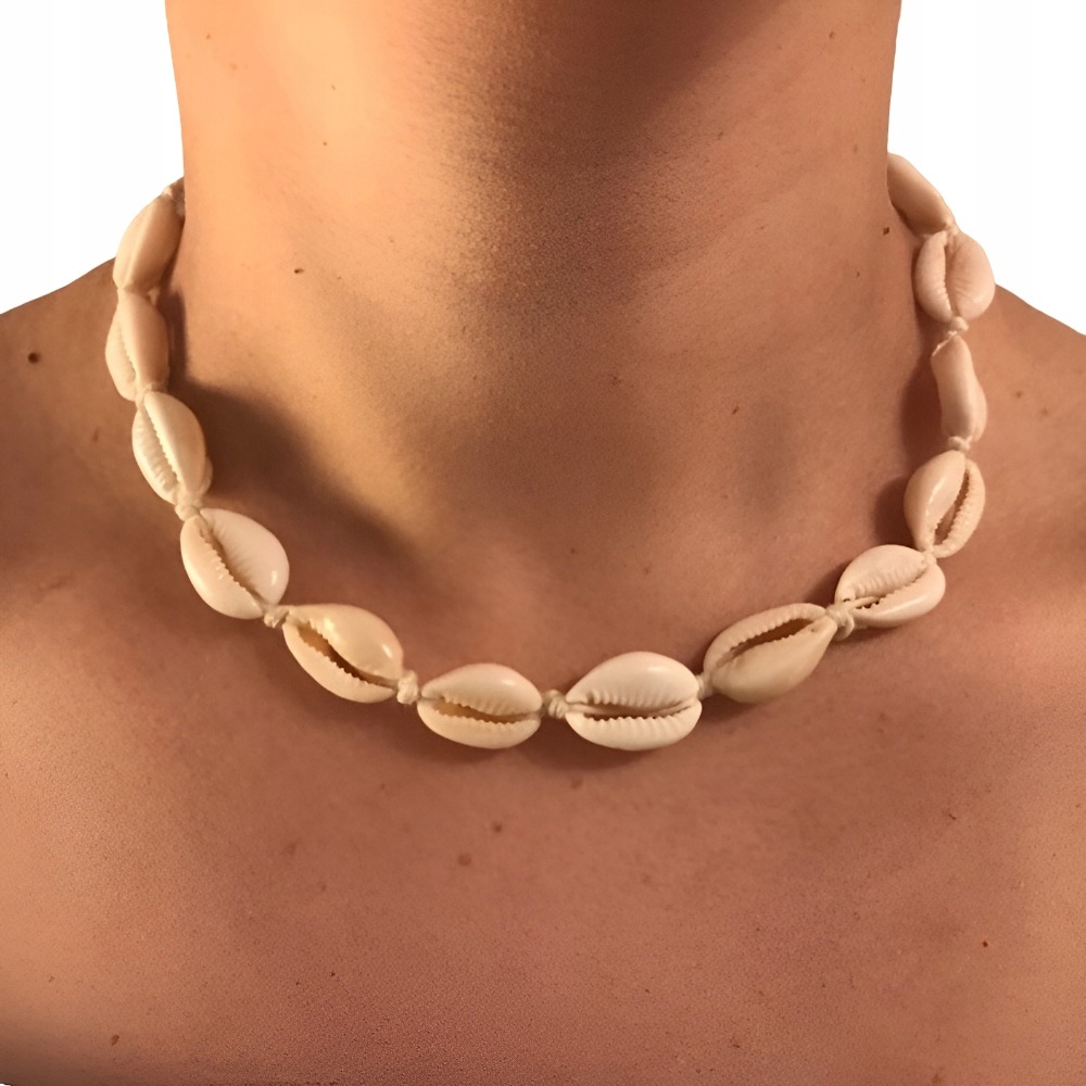 Naszyjnik z Muszli Kauri Choker Plażowy Boho Hawajski Damski ZAKO