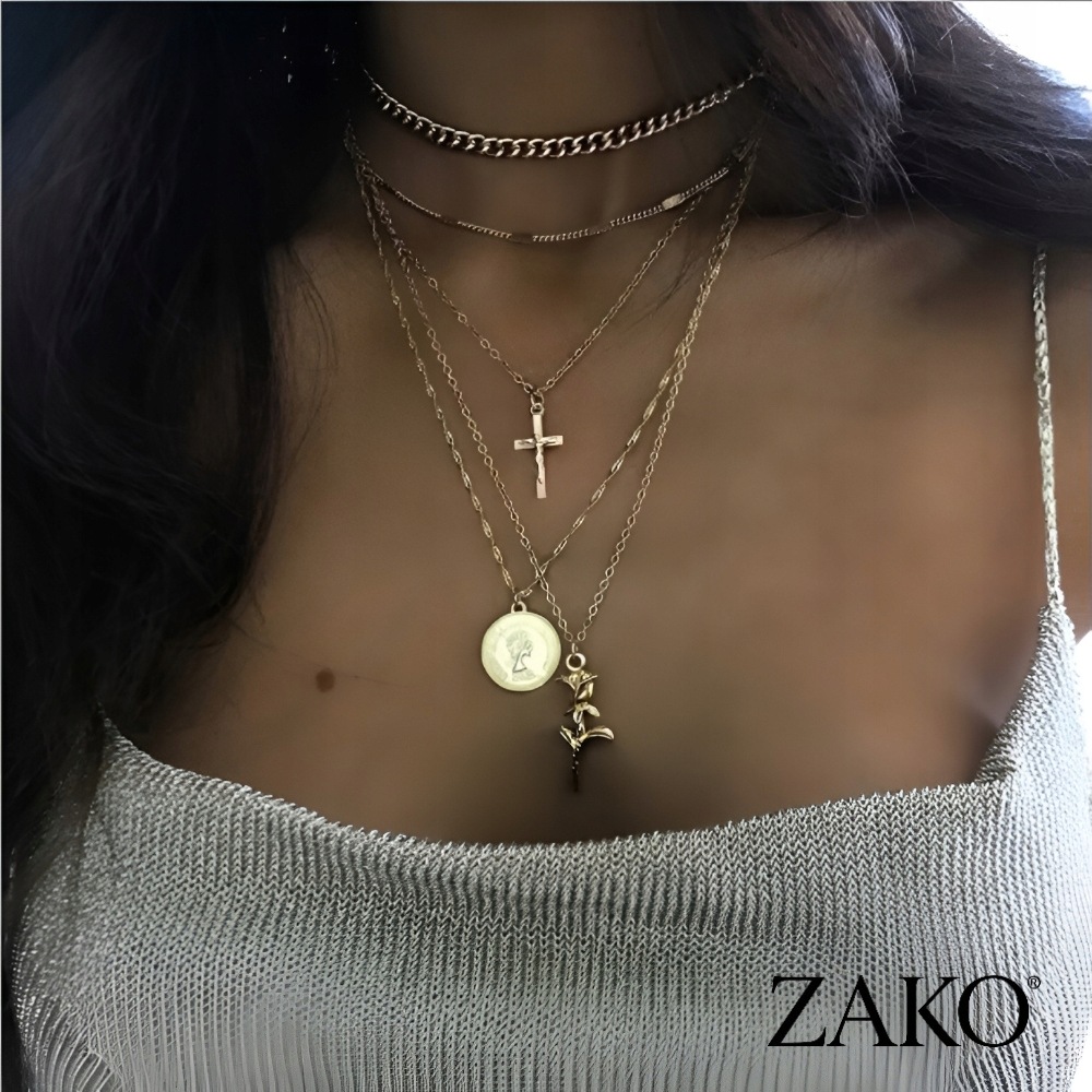 Złoty Naszyjnik z Krzyżykiem i Różą - Image 3